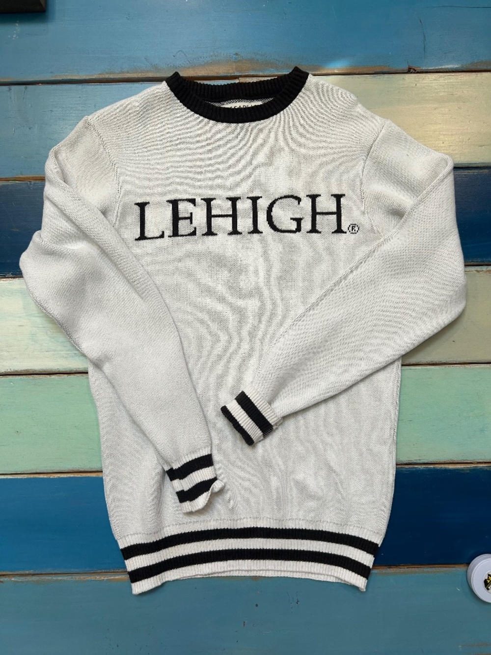 USCAPE Lehigh University Renew Knit Vintage Sweater Small White Brown
